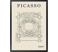 Fine Artic Cuadro de la Playa de La Concha Picasso - Poster de San Sebastián con Marco de madera Negro - Arte mural Minimalista decoración Moderna de Paisaje - Lámina enmarcada de Autor