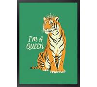 Fine Artic Cuadro de Tigresa con Corona - Poster de Animales Salvajes con Marco de madera - Arte mural de Empoderamiento decoración para dormitorio - Cuadros Originales