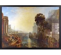 Fine Artic Cuadro de Turner Dido construyendo Cartago - Poster de J.M.W. Turner con Marco de madera Negro - Arte mural Romántico decoración de Salón - Lámina enmarcada de Museos