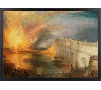 Fine Artic Cuadro de Turner El Incendio de las Cámaras de los Lores - Poster de J.M.W. Turner con Marco de madera Negro - Arte mural Romántico decoración de Salón - Cuadros de Museos