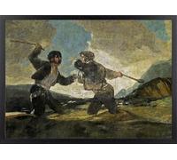 Fine Artic Cuadro Duelo a Garrotazos de Goya - Poster de Francisco de Goya con Marco de madera Negro - Arte mural Pinturas Negras decoración de Salón - Lámina enmarcada de Museos