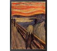 Fine Artic Cuadro El Grito de Edvard Munch - Poster de Arte Expresionista con Marco de madera Negro - Arte mural Icónico decoración Moderna de Salón - Lámina enmarcada de Pintura Famosa