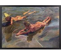 Fine Artic Cuadro Idilio Marino - Poster de Joaquín Sorolla con Marco de madera Negro - Arte mural Impresionista decoración de Salón - Cuadros de Museos