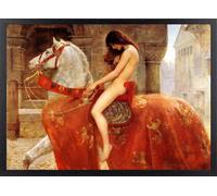 Fine Artic Cuadro Lady Godiva - Poster de John Collier con Marco de madera Negro - Arte mural Prerrafaelita decoración de Salón - Cuadros de Museos