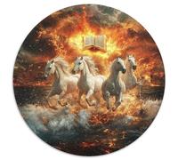Fine Caballo Puzzle 1000 piezas Llama Ocean Ronda Puzzle Juguetes Regalo Interesantes Arte Decoración Moderno para Toda la Familia 1000pcs (67.5x67.5cm)