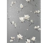 Fine Decor Isla Floral - Papel pintado de vinilo texturizado de lujo, color carbón suave