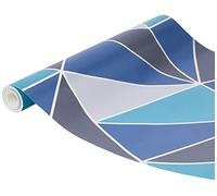 Fine Décor - Papel pintado FD42001 de figuras geométricas de cúspides, fabricado en el Reino Unido, color azul turquesa y azul marino