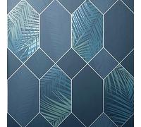 Fine Decor UK Miami 2021 Tropical GEO azul marino/plateado