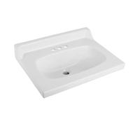 Fine Fixtures Lavabo de baño de cerámica con parte trasera elevada, se adapta a tocador estándar de 24 pulgadas, fregaderos de baño elegantes y duraderos para hogares modernos, mejora tu espacio