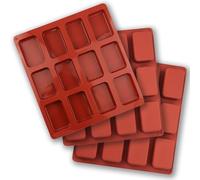 Fine jade2 Moldes Pequeños Para Brownie Moldes Antiadherentes de 12 Cavidades para Hornear Brownies Moldes para Barritas para Jabones Barras Energéticas Granola Pasteles Pan(Rojo Ladrillo)