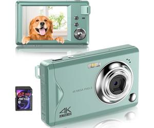 Fine Life Pro Cámara Digital 1080P FHD de 48 MP Con Zoom Digital 16x, Estabilización de Imagen, Mini Selfie Portátil, Tarjeta 32 GB