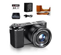 Fine Life Pro Cámara Digital 4K, Zoom óptico 12X, cámara fotográfica de 64 megapíxeles, estabilizador de Imagen óptico, cámara Vlog y WiFi, baterías Dobles y Soporte Inteligente para batería, Tarjeta