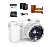 Fine Life Pro Cámara Digital 4K, Zoom óptico 12X, cámara fotográfica de 64 megapíxeles, estabilizador de Imagen óptico, cámara Vlog y WiFi, baterías Dobles y Soporte Inteligente para batería, Tarjeta