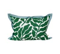 Fine Little Day Funda de cojín Leaves con ala contrastante 48x68 cm Green-blue