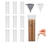 FINEASY 10 Piezas Salero y Pimentero, Mini Salero, Saleros de Cocina con Tapa y Embudo, Saleros de Plástico para Especias, Acampar, Viajes, Cocina y Restaurantes - 10ML