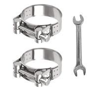 FINEASY 2 Piezas Abrazaderas Metalicas para Tubos con Llave, Inoxidable Abrazadera Clip Tubo Acero, Abrazadera de Gran Presión, Abrazadera de Tubo de Escape de Moto, Antioxidante y Duradera (68-73mm)