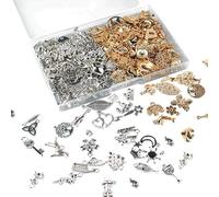 FINEASY 200 Piezas Colgantes y Charms Mixtos para Pulseras, Joyería DIY, Collares y Aretes (Plata & Oro)