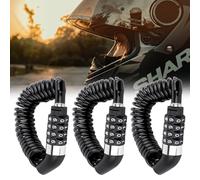 FINEASY 3 Piezas 150cm Candado Casco Moto, Antirrobo Casco Moto Códigos 4 Dígitos, Candado de Cable de Aleación de Zinc y PVC, Candado Bicicleta Combinacion Antirrobo para Cascos Cochecitos