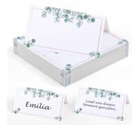 FINEASY 50 Piezas Marcasitios Boda, 9 x 5cm Tarjetas de Mesa para Cumpleaños, Tarjetas de Asiento para Bodas, Hojas Tarjeta de Mesa para Bodas, Cumpleaños, Comunión y Celebraciones