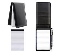 FINEASY A7 Bloc Notas de Cuero PU, Libreta Pequeña de Bolsillo con Bolígrafo de Metal y Blocs de Notas de Repuesto, Libreta de Bolsillo para Escuela Hogar Oficina (Negro)