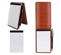 FINEASY A7 Bloc Notas de Cuero PU, Libreta Pequeña de Bolsillo con Bolígrafo de Metal y Blocs de Notas de Repuesto, Libreta de Bolsillo para Escuela Hogar Oficina (Marrón)