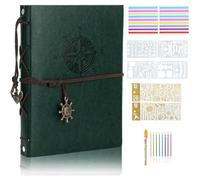 FINEASY Álbum de Fotos Autoadhesivo, Scrapbook 60 Página, Álbum de Recortes, Álbum de Fotos de Cuero para Personalización, Libro de Fotos Vintage DIY para Amigo, Madre (Verde)