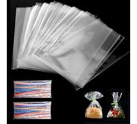FINEASY Bolsas de Celofán Transparente,Bolsitas de Regalos Plastico,Papel Transparente para Envolver Regalos,Bolsas Cumpleaños,Tortas de Dulces Galletas,Bolsas Chuches (8 x 12 cm, 200pcs)