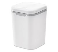 FINEASY Mini Papelera Baño, 2L Papelera Escritorio Con Tapa, Papelera Pequeña Blanca de Plástico, Cubo Basura Baño Caixote Lixo Wc, Cubo Basura Para Comedor Baño Cocina Despacho Dormitorio Coche
