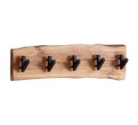 FineBuy Armario de Pared de diseño Madera Maciza de Acacia/Metal | Gancho de Pared del Armario del Pasillo del Carril | Armario de Madera