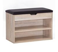 FineBuy Banco con zapatera 60 x 40 x 30 cm Sonoma | Pasillo Banco pequeño | Zapatero con Asiento | Banco angosto con Espacio