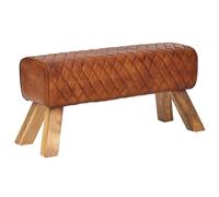 FineBuy Banco de diseño de Cuero Genuino 89 x 46 x 35 cm | Banco de guardarropa tapizado | Taburete de Cuero con Patas de Madera Maciza