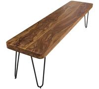 FineBuy Banco masivo Harlem Sheesham Madera Banco para Mesa de Comedor | Banco de la Cocina Madera Maciza | Banco de Comedor sin Respaldo para Comedor