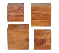FineBuy Conjunto de 4 estantes de Pared sólida Plataforma de Madera de Madera de 25 cm y 20 cm de Madera auténtica de Color Seleccionable