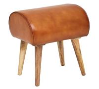 FineBuy Cuero auténtico/Madera Maciza 45 x 53 x 40 cm Taburete Moderno de Cuero | Taburete pequeño de Madera tapizado | Taburete Turnbock con tapizado en Piel