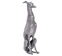 FineBuy Decoración del PE Aluminio Plata Escultura Estatua del Perro Galgo