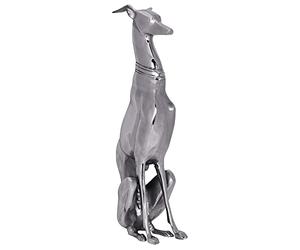FineBuy Decoración del PE Aluminio Plata Escultura Estatua del Perro Galgo