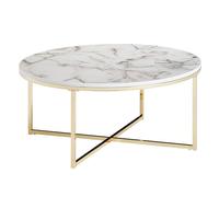 FineBuy Design Ø 80 cm Aspecto mármol | Mesa de salón con Estructura de Metal | Mesa de Centro Mesa Redonda salón | Mesa Auxiliar