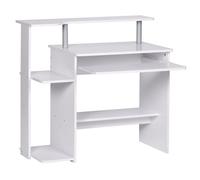 FineBuy Escritorio con Bandeja Extraible 94x48,5x90,5 cm Escritorio Moderno para PC | Mesa de Oficina Mesa de despacho Blanco