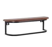 FineBuy Estantería de pared de 50 x 15 x 13 cm, madera maciza Sheesham/metal, estantería colgante industrial | pequeño diseño flotante rectangular | estantería colgante para salón