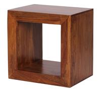 FineBuy Estantería de pie Madera Maciza Sheesham 44 cm Alto Cube Estante diseño Estante de Madera Producto Natural mesilla país de Estilo marrón Oscuro Muebles de la Sala único Madera Real