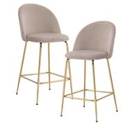 FineBuy Juego de 2 taburetes de Bar de Terciopelo con Respaldo y Patas Doradas, taburetes de Cocina escandinavos de Tela/Metal, 110 kg, diseño de Taburete, taburetes Acolchados