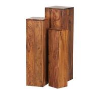 FineBuy Juego de mesas auxiliares de 3 Piezas Madera Maciza de Sheesham | Mesas de Centro Marrón | Mesas Modernas para el salón