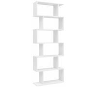 FineBuy Librería Moderna 70x190,5x23,5 cm Blanco Zig Zag | Estantería de Libros Grande | Estantería Abierto con 6 Compartimentos