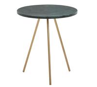 FineBuy Mesa Auxiliar Redonda 38x38x44 cm Verde Mármol Real y Metal | Mesa Lateral Moderna para Salón | Mesita Café Pequeña para Sofá
