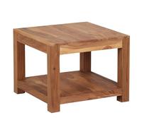 FineBuy Mesa de Centro Cuadrada Moderna 60x60x45 cm Madera Maciza de Acacia | Mesa Auxiliar con Estante para Salón | Mesita Café Pequeña para Sofá