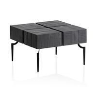 FineBuy Mesa de Centro de Madera Maciza, 60 x 60 x 40 cm, Cuadrada con Estructura de Metal, pequeña Mesa de sofá en Forma de Cubo, Mesa de salón Moderna, Mesa de café Cube