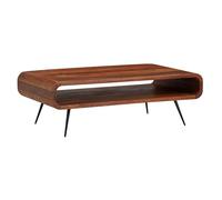 FineBuy Mesa de Centro Moderna 90x55x30 cm Madera Maciza de Sheesham y Metal | Mesa Auxiliar con Estante Inferior para Salón | Mesita Café Rectangular para Sofá