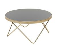 FineBuy Mesa de Centro Moderna Redonda 82x82x39 cm Cristal y Metal Oro | Mesa Auxiliar para Salón | Mesita Café para Sofá