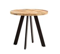 FineBuy Mesa de comedor redonda 80 x 80 x 75 cm, mango de madera maciza, patas de metal