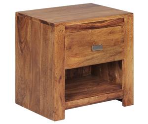 FineBuy mesilla de noche de madera maciza Sheesham noche-tocador 40 cm 1 cajón 1 porta estilo rural bandeja de mesa de noche mesita de noche real de madera oscura noche marrón consola producto natural Mobiliario de dormitorio